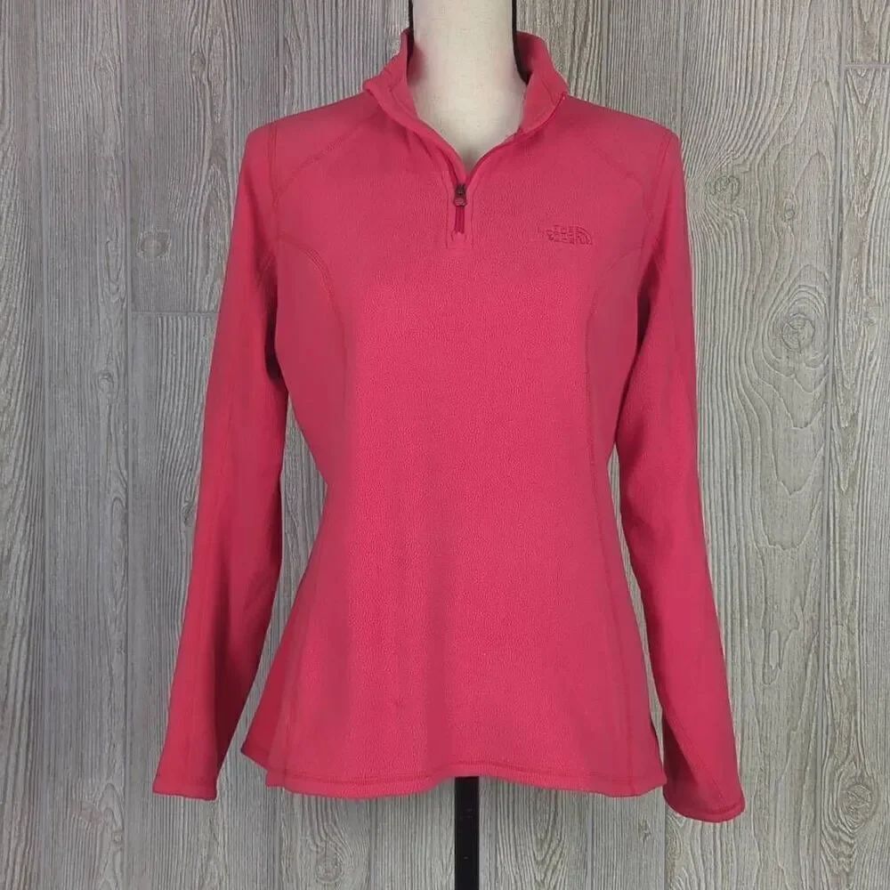 Vintage Y2K The North Face Pink Knit 1/4 Zip Pullover Jacket Winter Ski/Snow S